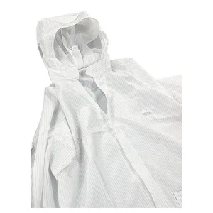 RH/瑞恒 防静电连帽大褂-澳盛定制 0.5条纹/帽连衣领/拉链型/帽后一字魔术贴 白色 S+ 1件